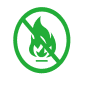 Green flammable symbol inside a circular border.