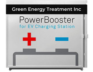 An illustration of a "powerbooster for ev charging station" by green energy treatment inc.