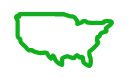 Outline of the united states in green.