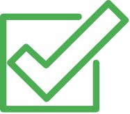 Green check mark in a box indicating approval or completion.