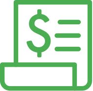 Green dollar sign icon on a document, indicating financial or billing documentation.