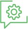 Icon of a gear inside a speech bubble, symbolizing settings or chat customization options.