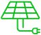 Green solar panel icon with power plug.